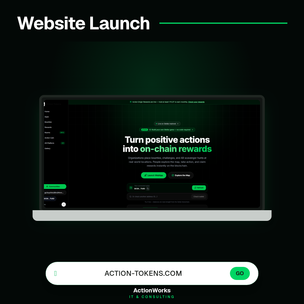 Action Tokens website showcase